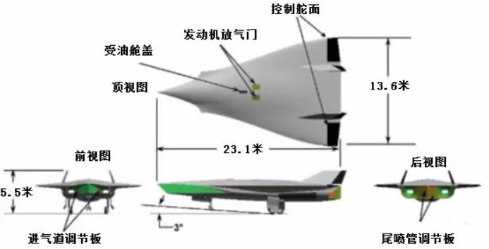 波音公司Manta 2025高超声速飞机概念方案三视图