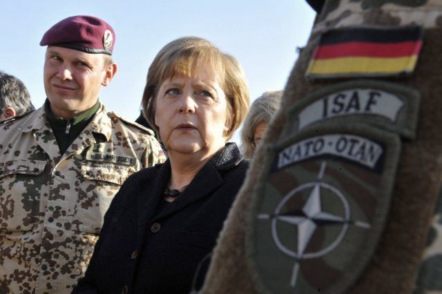 German Chancellor Angela Merkel visits ISAF soldiers in Kunduz