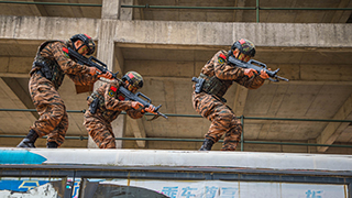 广西来宾：武警特战队员开展公交车反劫持演练
